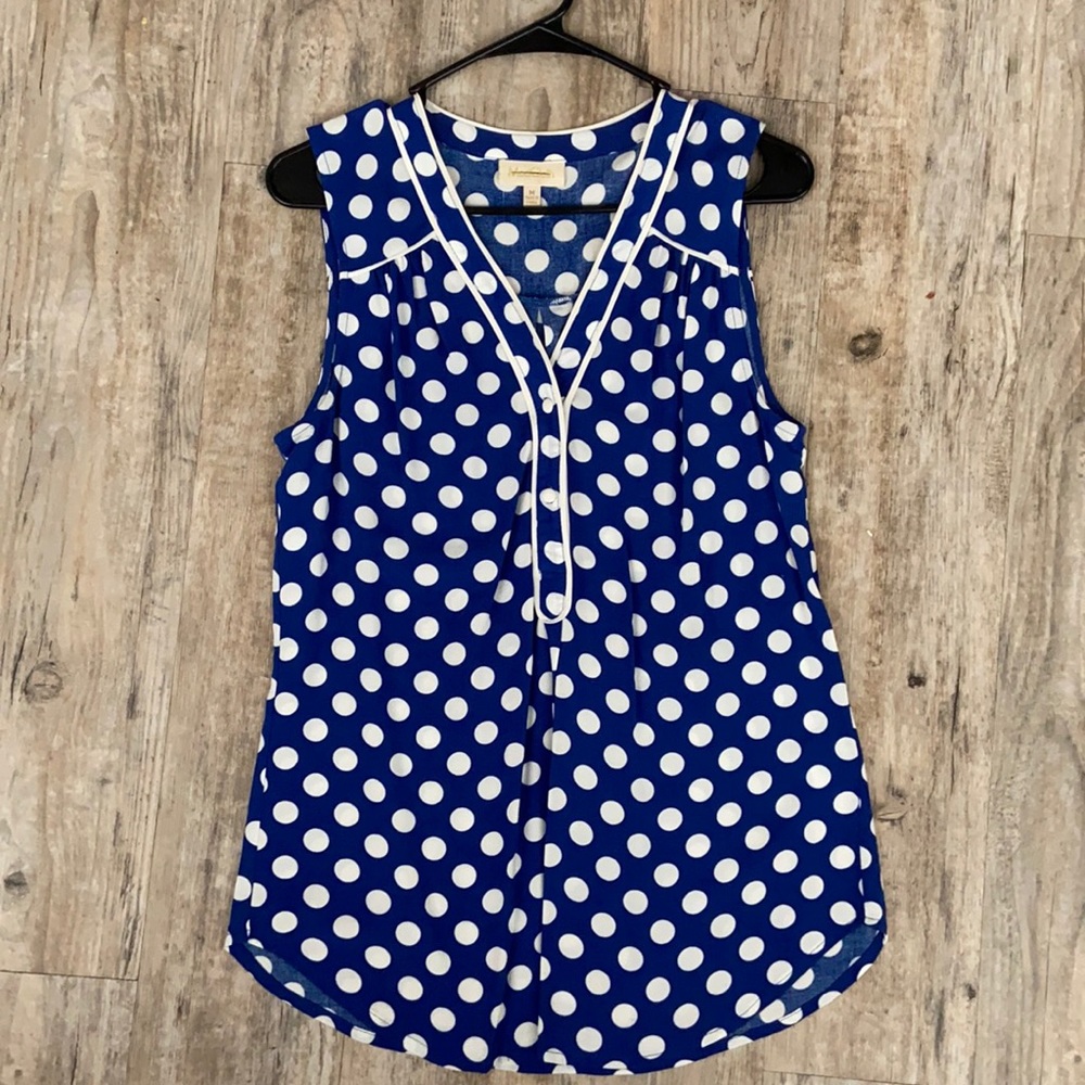 ModCloth M polka dot top blouse shirt Medium